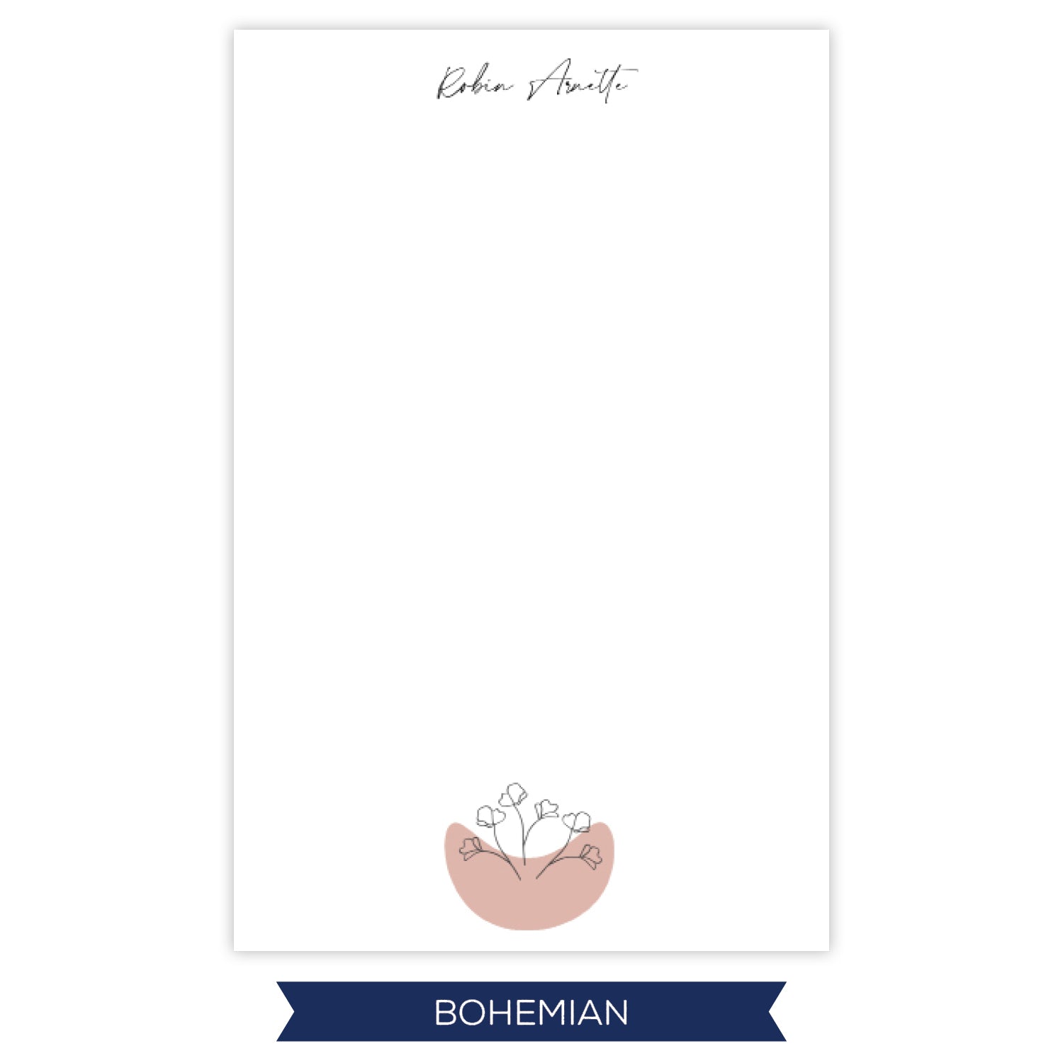 Boho Personalized Stationery Set, Bohemian Design Note Cards